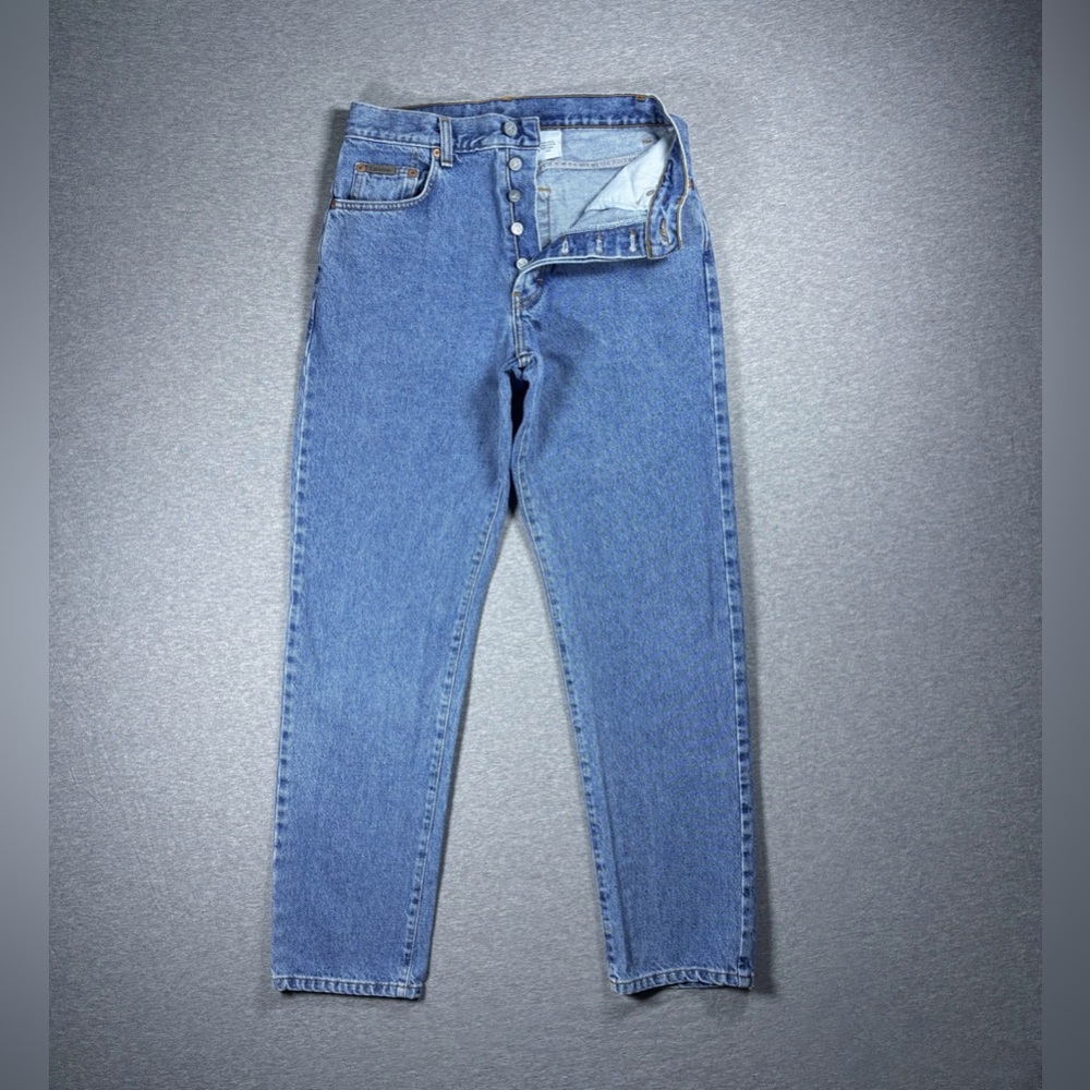 Vintage Calvin Klein Easy Fit Button Fly Mom Jeans Womens 9 Blue Tapered USA 90s